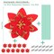 12PCS Christmas Poinsettia Flowers Decorations Artificial Red Glitter Poinsettia Ornaments with Clips & Stems for Xmas Tree, Wreaths, Garland, Holiday Decor